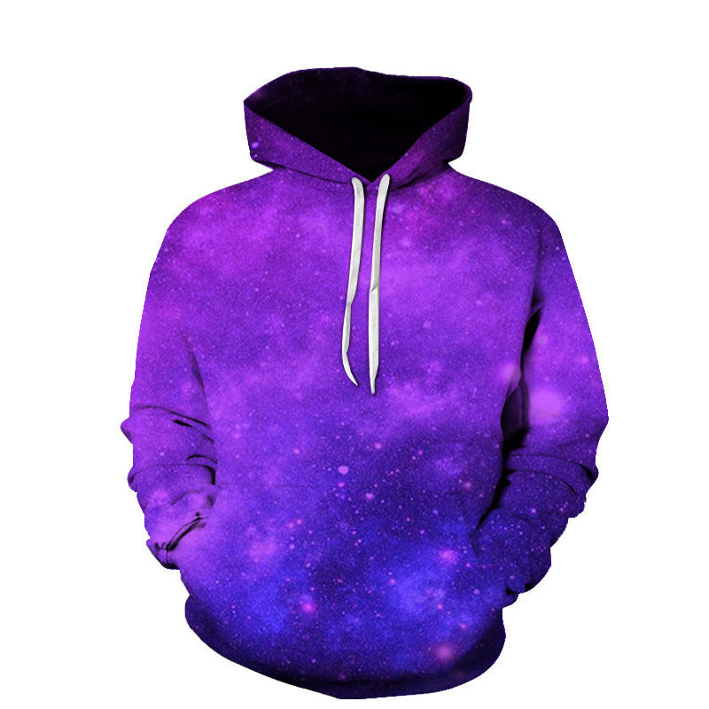 Starry Sky Digital Printing Pullover Leisure Hooded Sweater