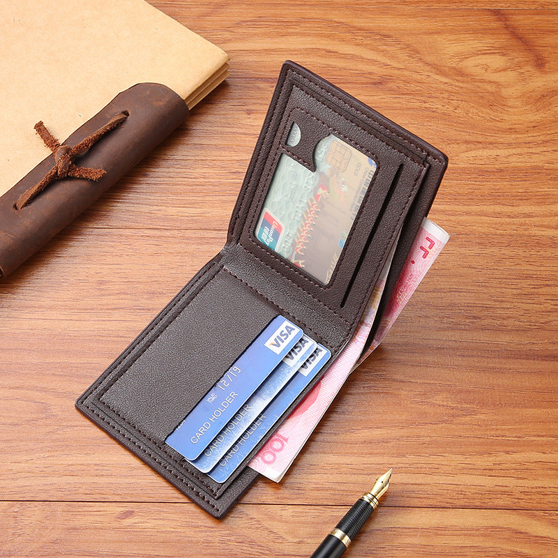 Slim Leather Wallet with Large Capacity, Multi-Position Card Holder and Coin Pocket