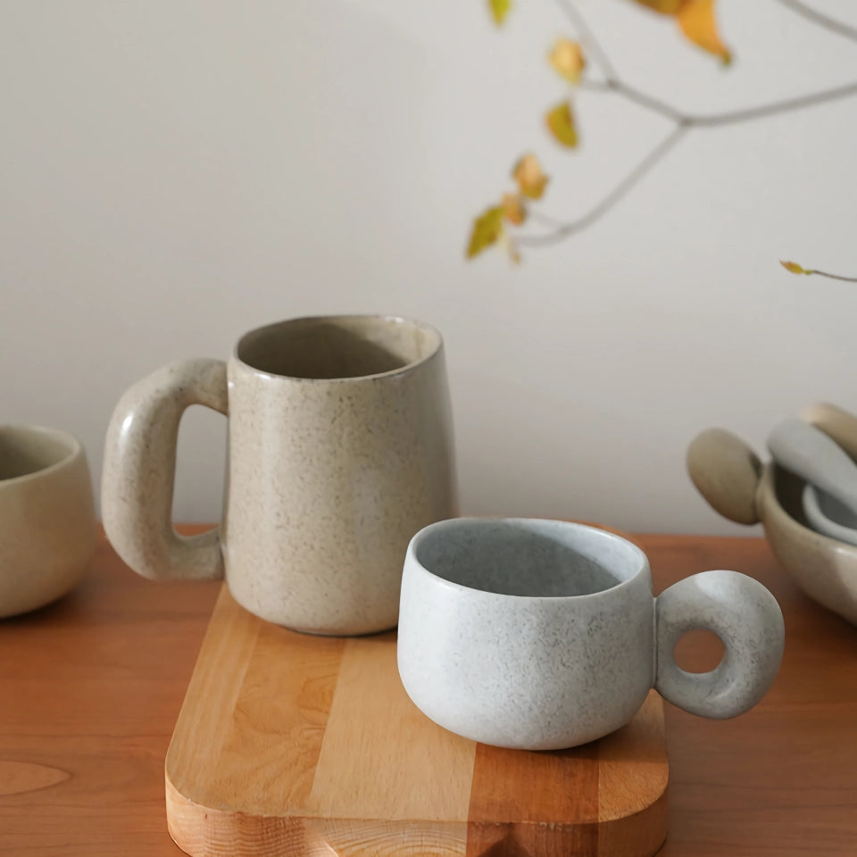 Handcrafted Stoneware Retro Coffee Mug