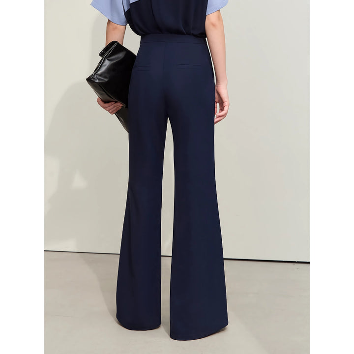 Minimalist Spliced Chiffon Shirt and Wide-Leg Pants Set for Women