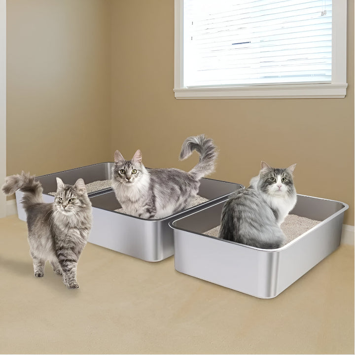 Stainless Steel Cat Litter Box 3-Pack