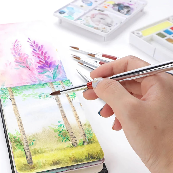 Portable Stainless Steel Watercolor Brush Set - 5pcs