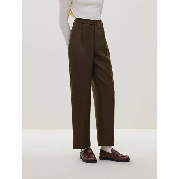Classic High-waisted Wool Straight Pants for Women