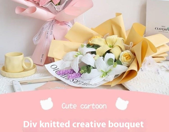 Homemade By Hand Bridal Bouquet Crocheted Hand-woven Suit