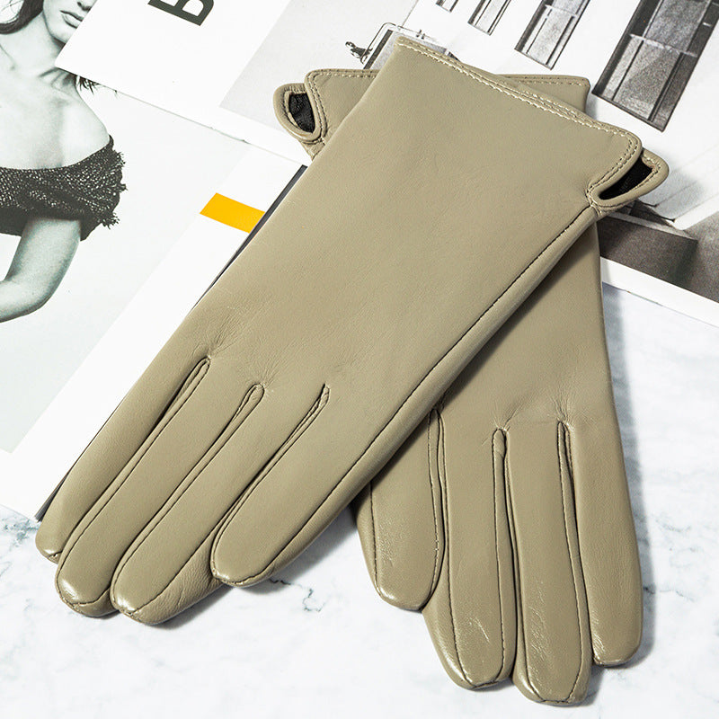 Touch Screen Gloves With Plush And Thick Leather Lining