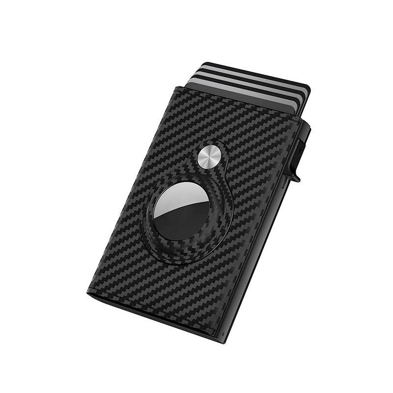 Carbon Fiber Leather Card Holder Black Stripe Multifunctional - Trendha