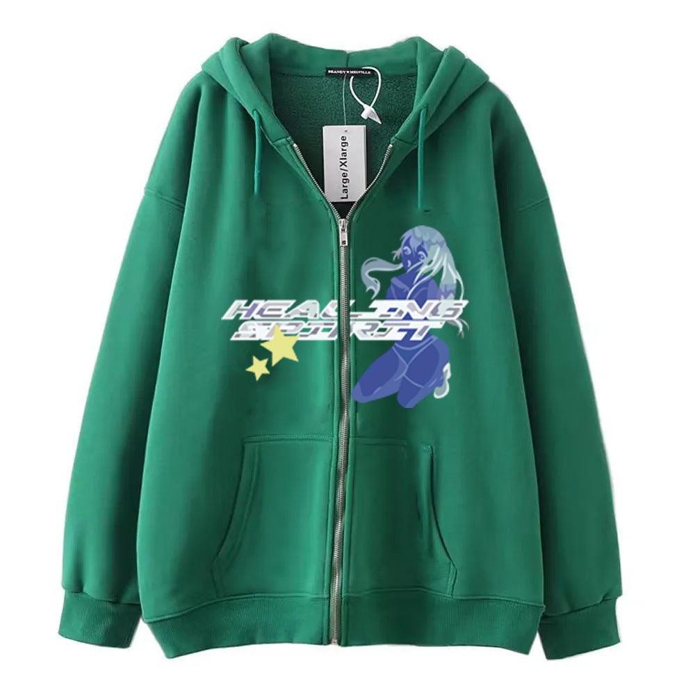 Casual Cardigan Print Zip Sweatshirt Casual Cardigan Dark Butterfly Print Zip Sweatshirt - Trendha