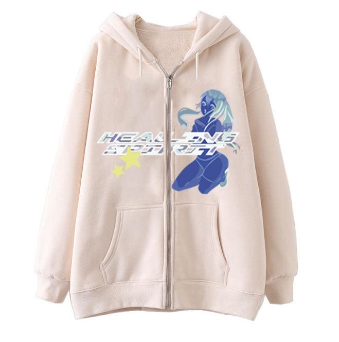 Casual Cardigan Print Zip Sweatshirt Casual Cardigan Dark Butterfly Print Zip Sweatshirt - Trendha