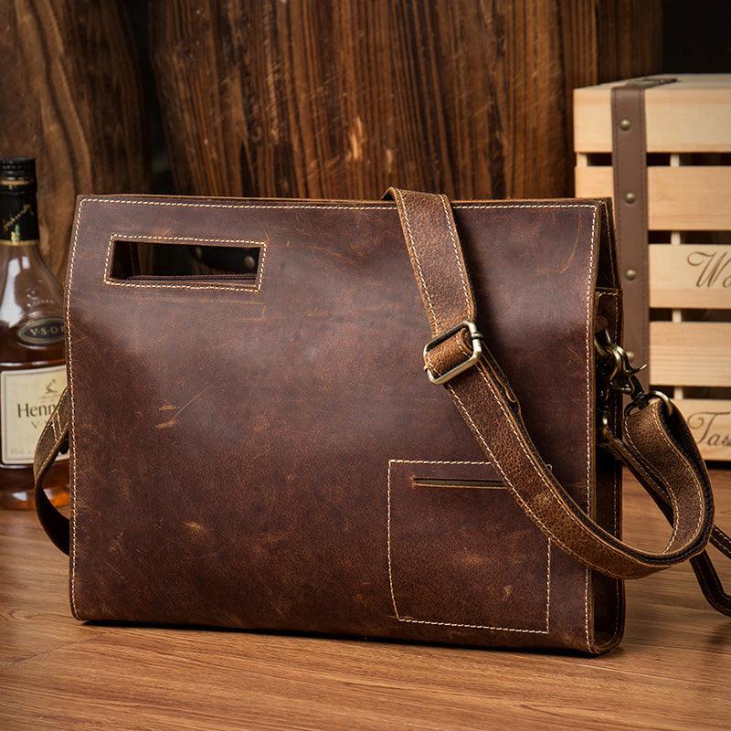 Casual Leather Handbag One Shoulder Messenger Bag Crazy Horse - Trendha