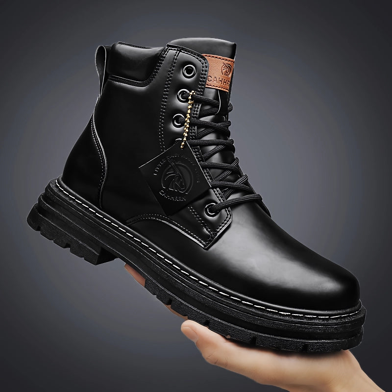 High Top Leather Motorcycle Ankle Boots