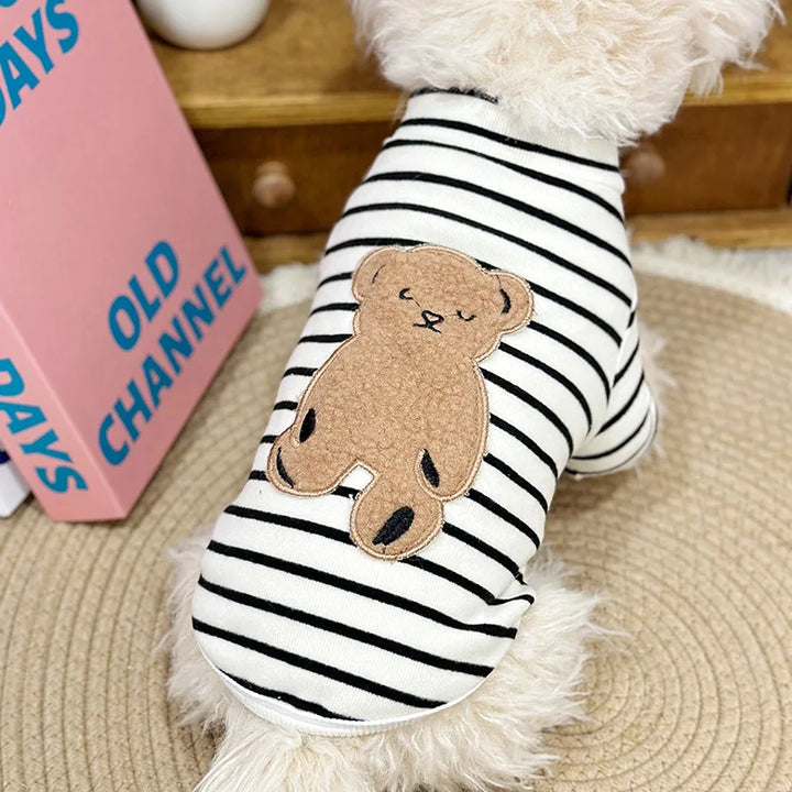 Cozy Striped Teddy Bear Hoodie for Small Dogs and Cats