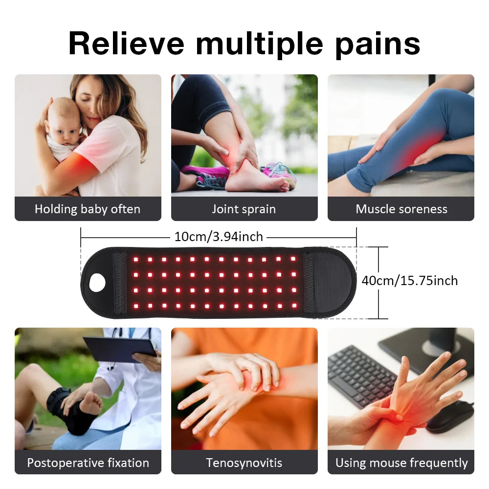 Infrared Light Wrist Brace with 48 LEDs for Muscle Relaxation and Blood Circulation