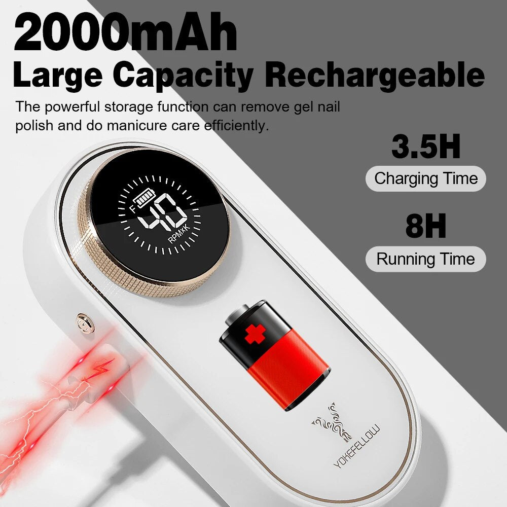 Portable Electric Nail Drill Machine 40000RPM with HD Display