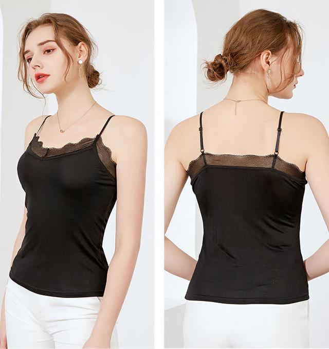Luxurious Lace Trimmed Silk Camisole - V-Neck, Thin Knit Design