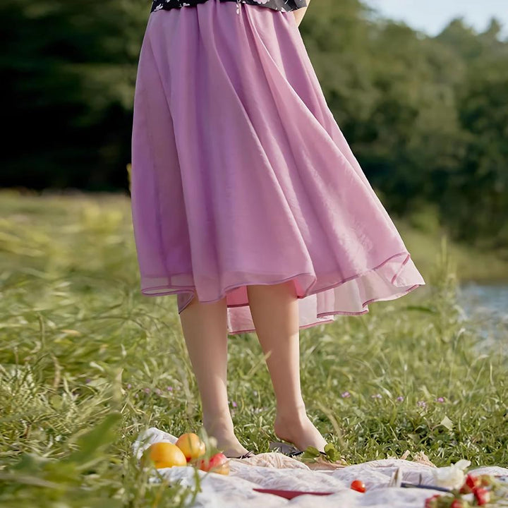Summer Chic Elastic Waist A-Line Tutu Skirt