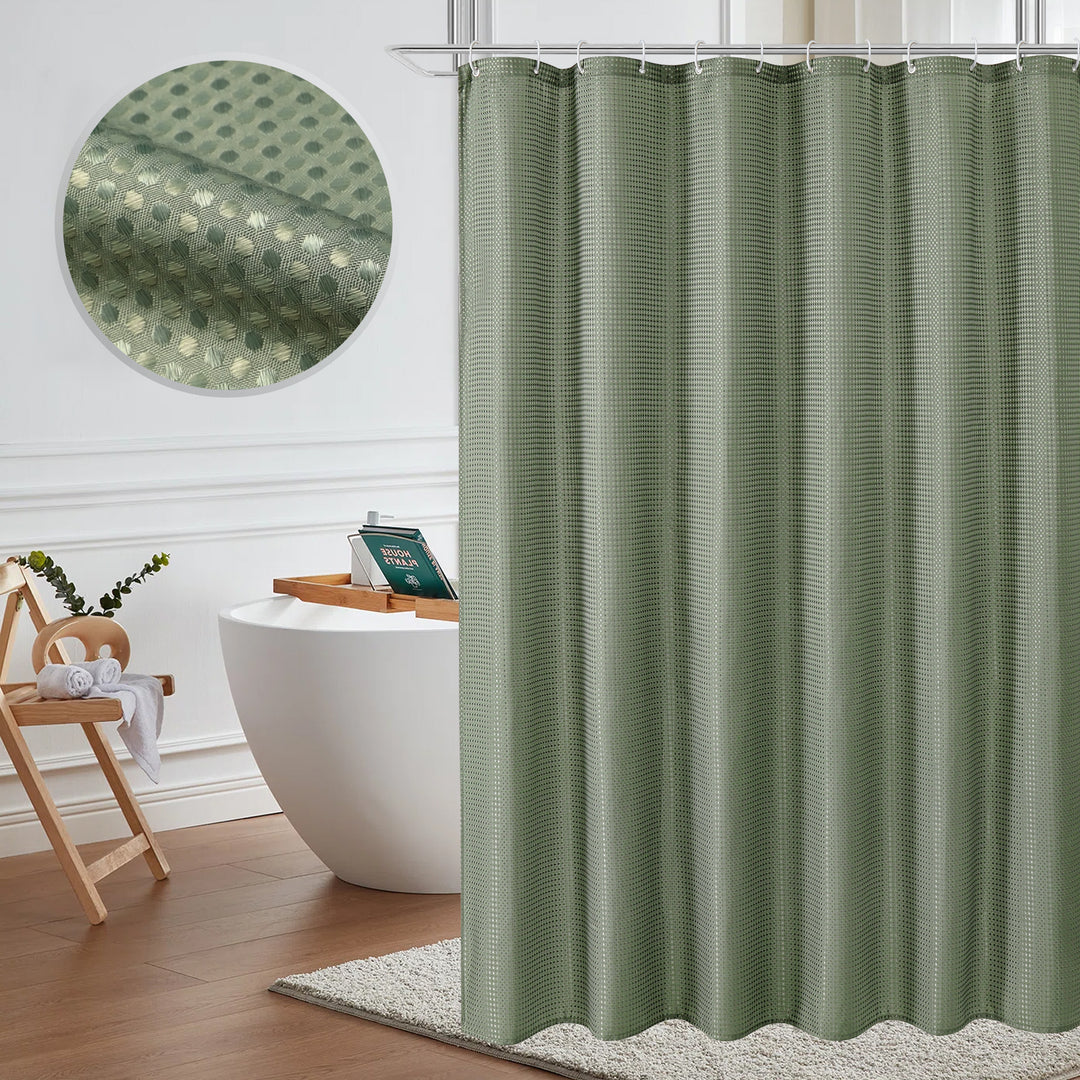 Classic Waffle Shower Curtain with Hooks