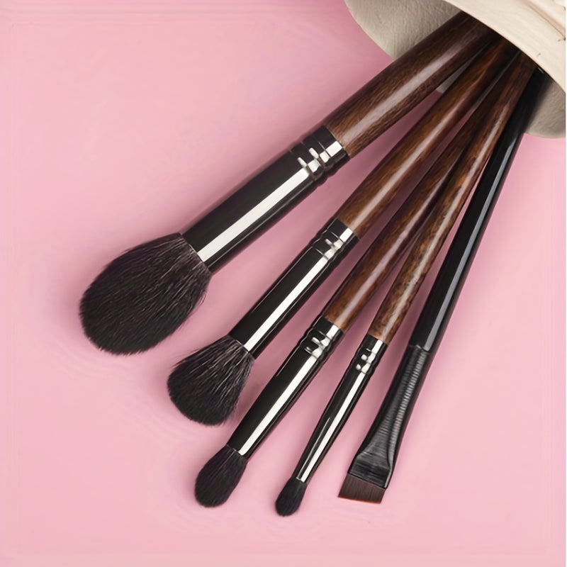 5-Piece Goat Hair Makeup Brush Set