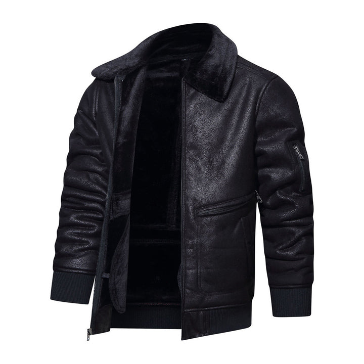 Autumn And Winter New Leather And Fur Men's Jacket Men's Casual Multi-pocket Lapel Short Velvet