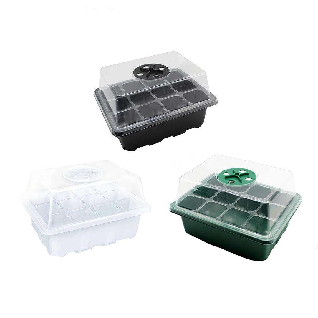 12-Cell Seedling Tray with Humidity Dome and Drainage Holes