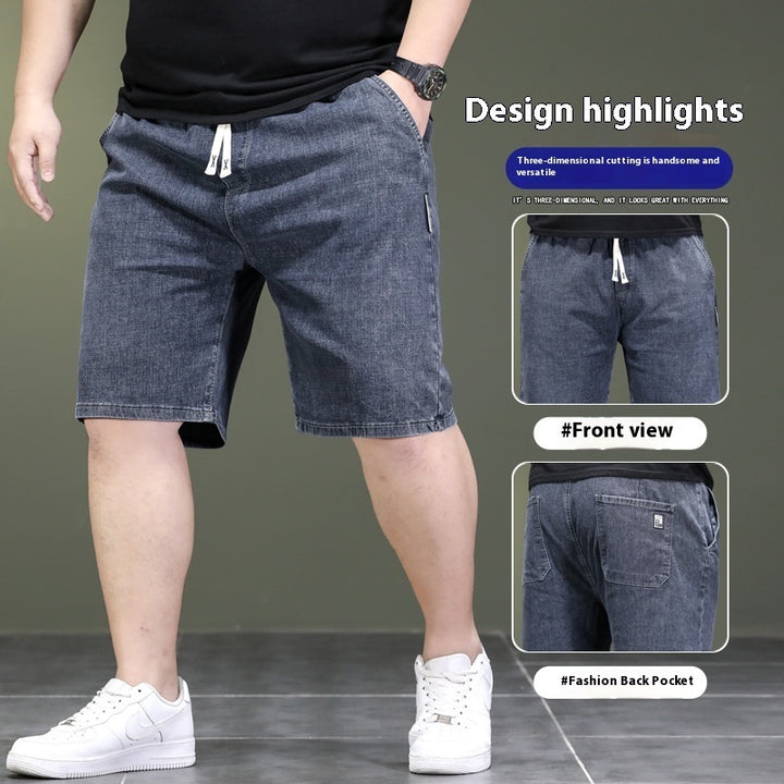 Summer Work Cow Short Oversized Jeans Men's Work Durable Loose Casual