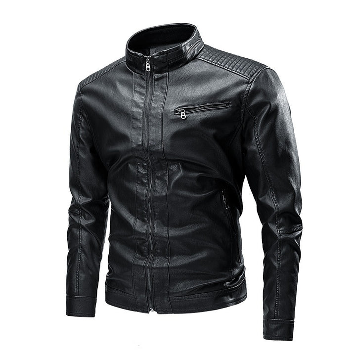 Spring And Autumn Cross-border Casual Men's Leather Clothing Stitching Motorcycle Retro Fashion Leather Jacket Coat