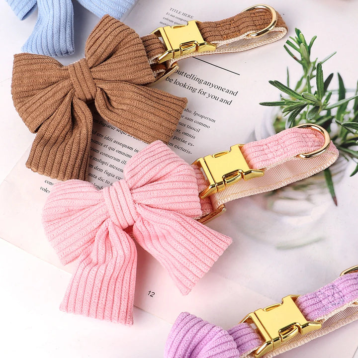 Fashion Dog Collar and Leash Set with Bowtie