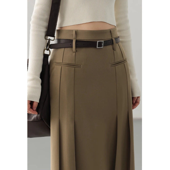 High Waist Pleated A-Line Skirt for Women