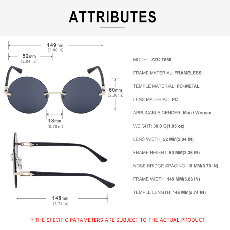 Trendy Gradient Rimless Round Sunglasses