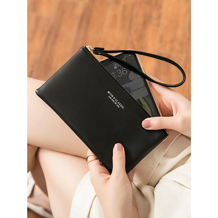 Simple Fashion Long PU Leather Wallet with Large Capacity Zipper