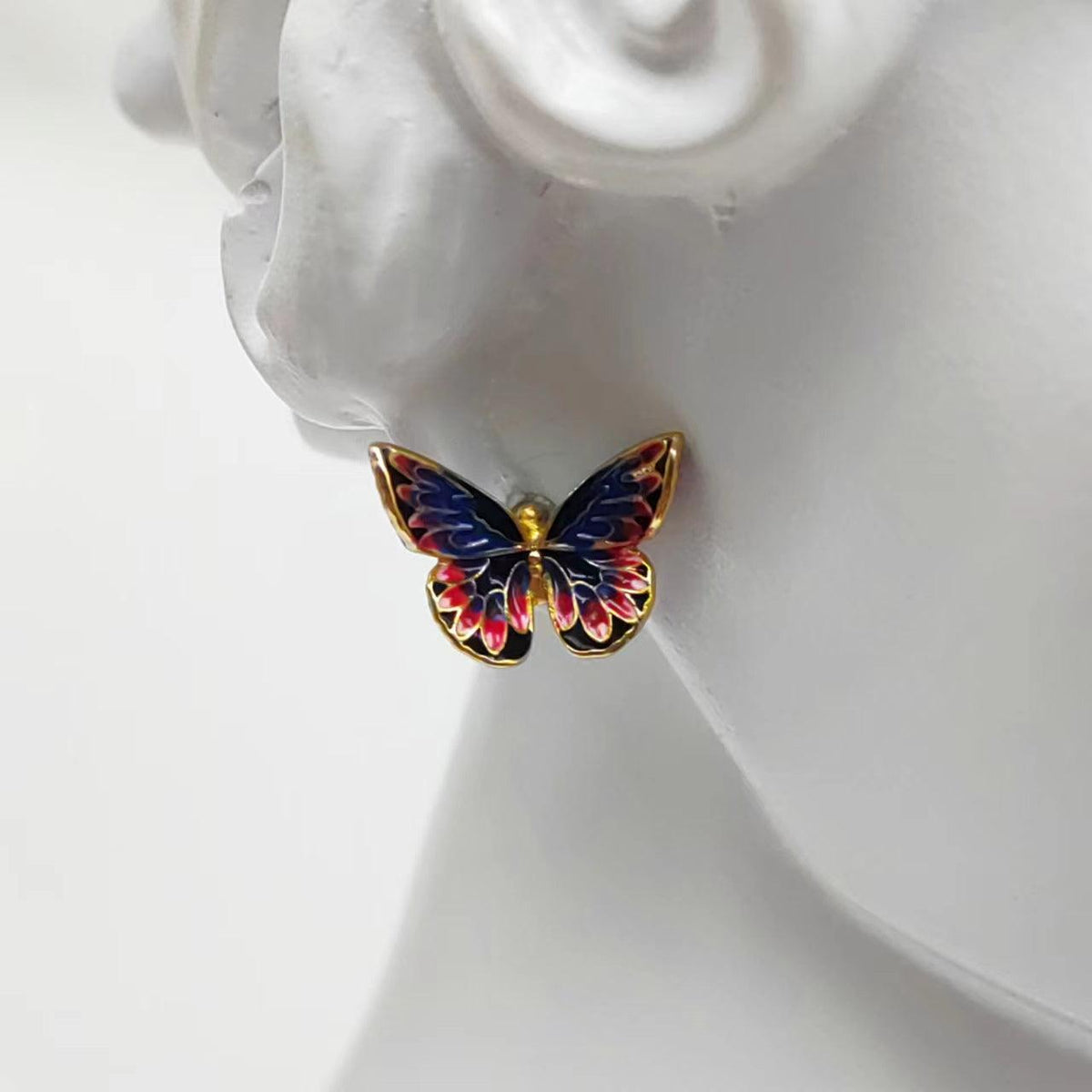Cherry Blossom Colorful Butterfly Stud Earrings - Trendha