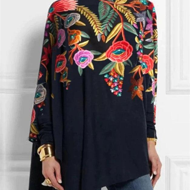 Christmas Abstract Print Loose High Collar Coat - Trendha