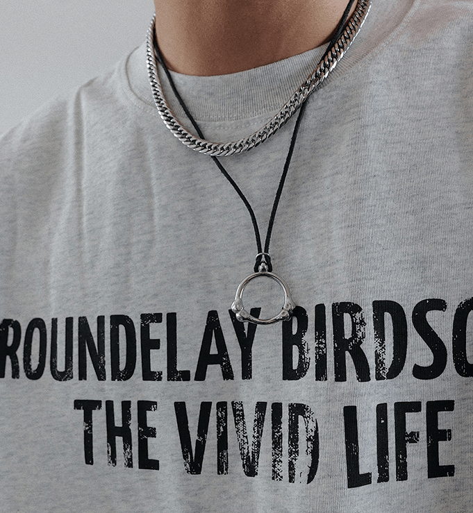 Circular Bone Pendant Leather Rope Necklace - Trendha