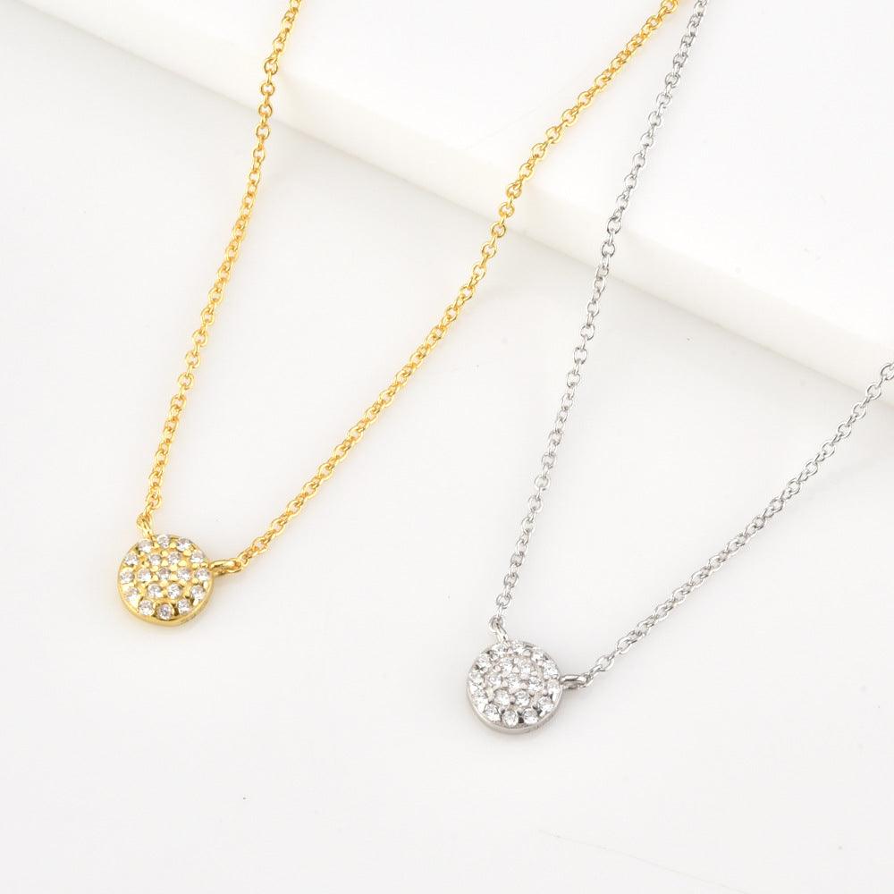 Classic Pebble Round Pendant Necklace In Sterling Silver