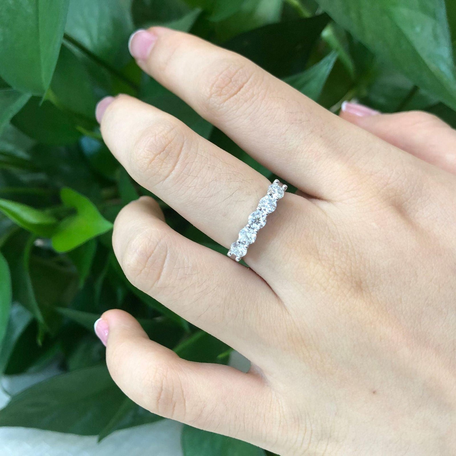 Classic Seven Stars And Seven Diamonds Five Diamond Row Ring Fashion - Trendha