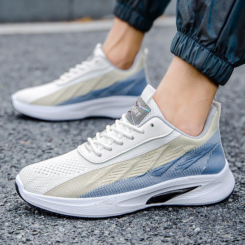 Color-blocked Mesh Sneakers Men Breathable Comfortable Casual Fashion Lace Up Wear-resistant Walking Running Sports Shoes - Trendha