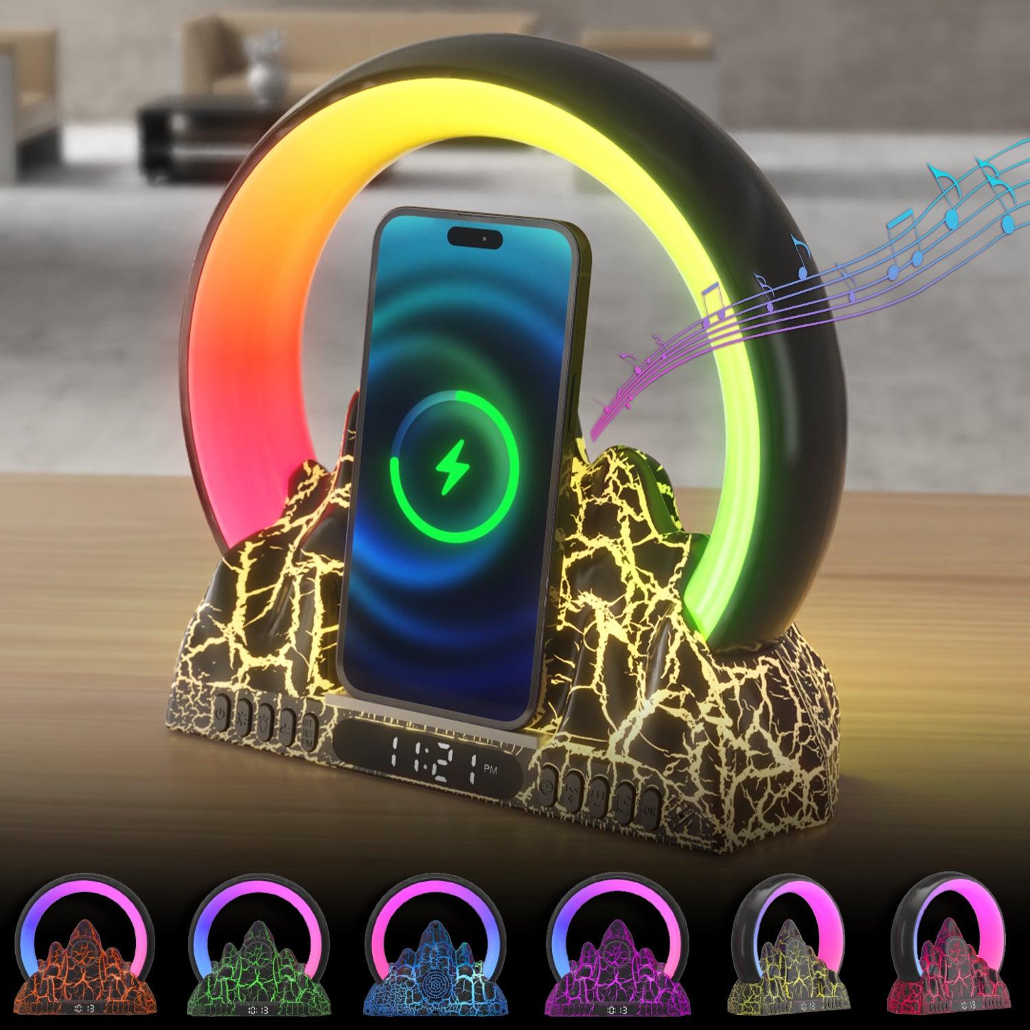 Colorful Flame Mountain Wireless Charging Alarm Clock - Trendha