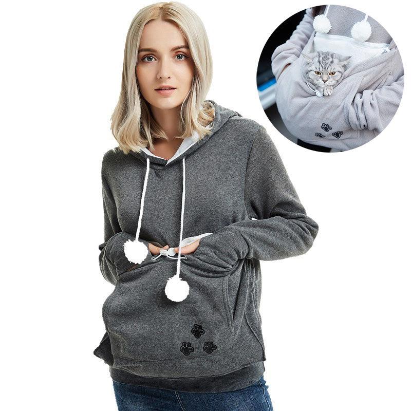 Cute Hoodies Pullover Sweatshirts With Pet Pocket For Cat Clothes Winter Women - Trendha