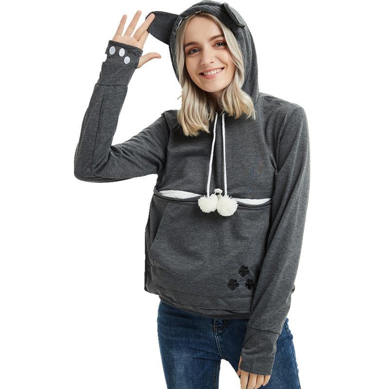 Cute Hoodies Pullover Sweatshirts With Pet Pocket For Cat Clothes Winter Women - Trendha