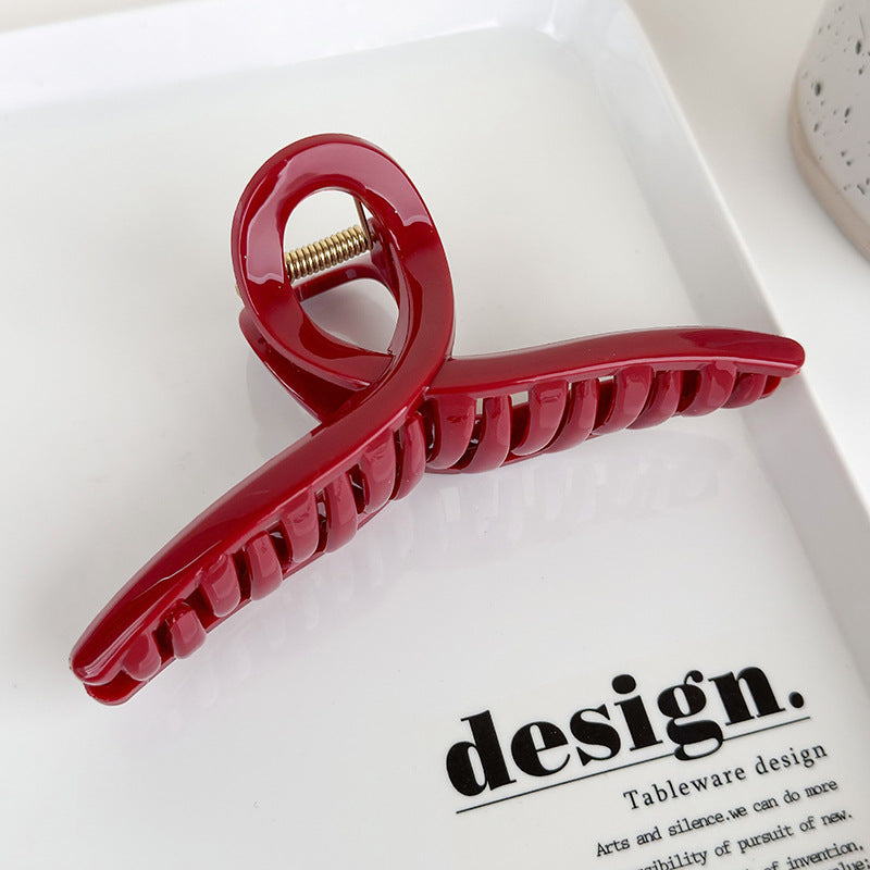 Elegant Red Geometry Hair Claw for Women