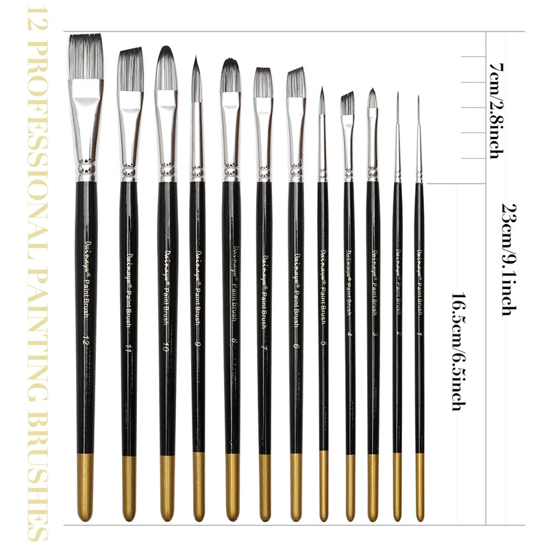 Professional 12-Piece Paint Brush Set