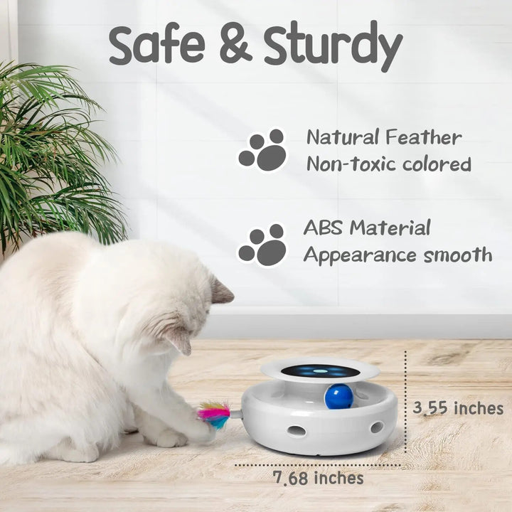 Interactive Cat Toy with Dual Play Modes, Auto On/Off Timer & Replaceable Feather Attachments