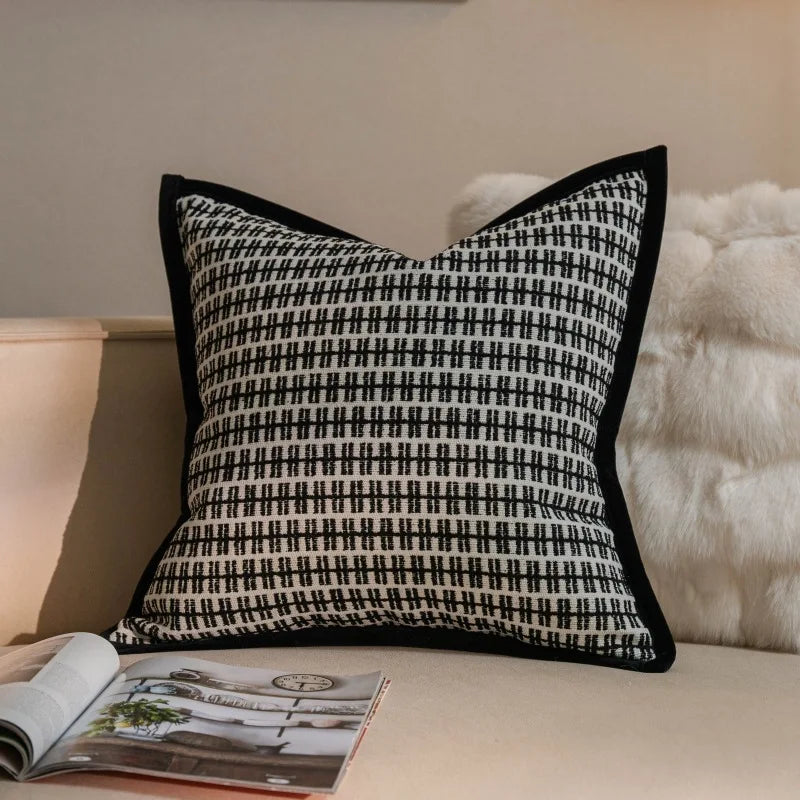 Nordic Oatmeal Luxury Geometric Jacquard Cushion Cover