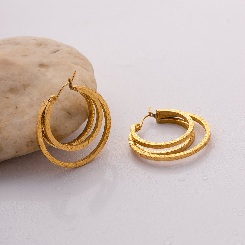 18K Gold Plated Stainless Steel Double Coil Earrings