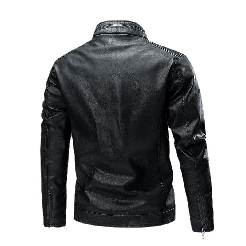 Spring And Autumn Cross-border Casual Men's Leather Clothing Stitching Motorcycle Retro Fashion Leather Jacket Coat