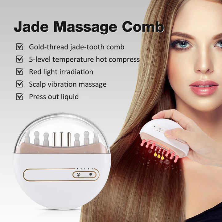 Jade Electric Scalp Massager with Hot Compress and Oil Applicator for Hair Growth