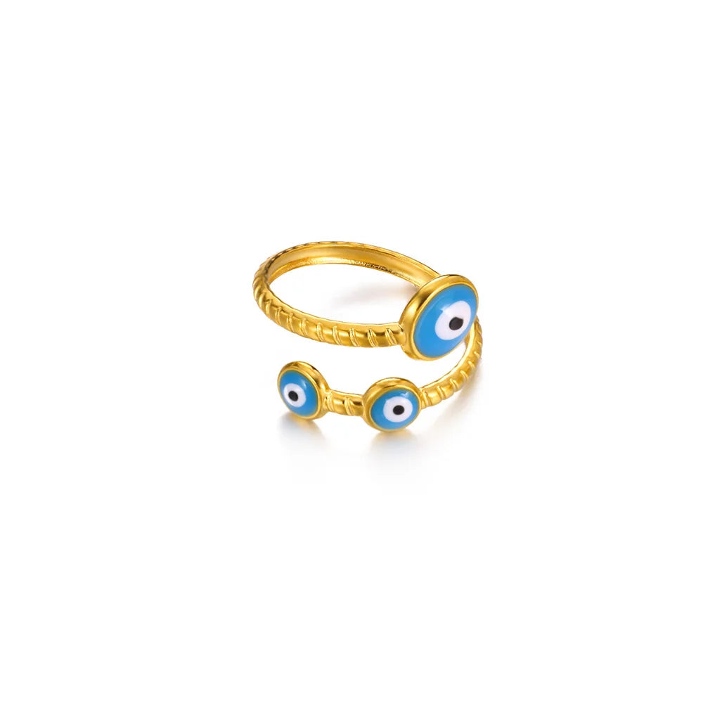 Gold Evil Eye Stainless Steel Ring