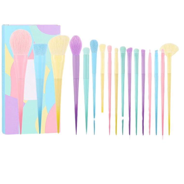 Makeup Brush Rainbow Color 17 PCs Macaron Color Series Full Set