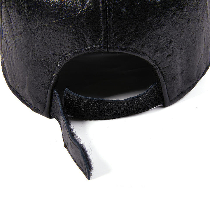 Men's Warm Ostrich Pattern Cowhide Baseball Hat