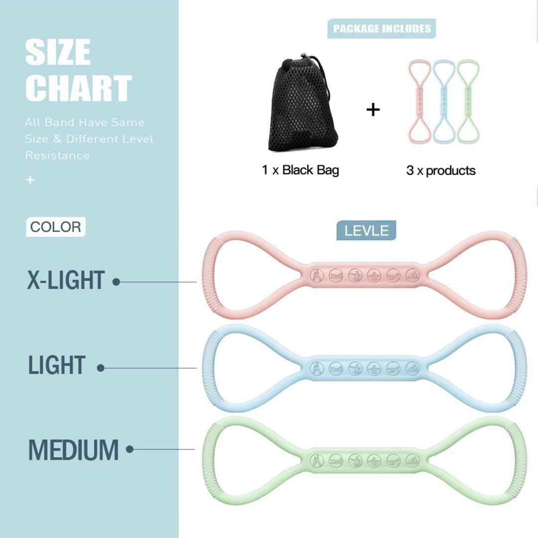 8-character Puller, 8-character Silicone Yoga Auxiliary Home Elastic Band Mini Band Kit, A Set Of 3, Light Three Medium, And Heavy Lower Body Loop Resistance Bands For Legs And Booty