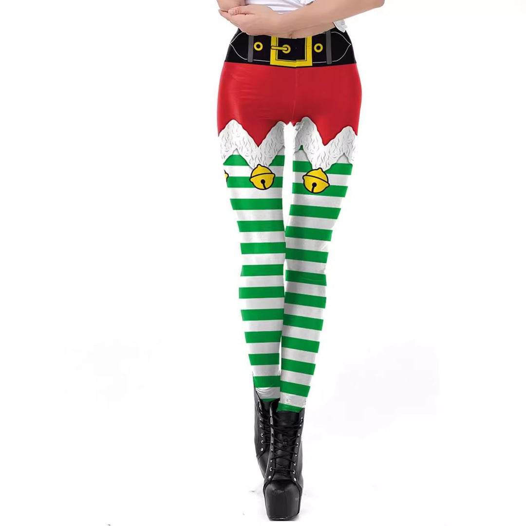 Women's Trousers Thin Elastic Christmas Theme 3D Digital Printing